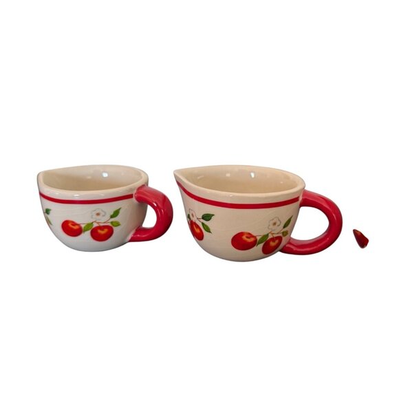 Cracker Barrel Measuring Cups Set Of 4 Apple Design Susan Winget Ceramic - Picture 4 of 11